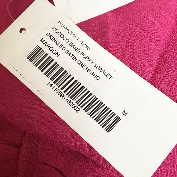 Rococo Sand Poppy Magenta Pink Satin Ruched Long Sleeve Mini Dress Size M NWT - Picture 9 of 11